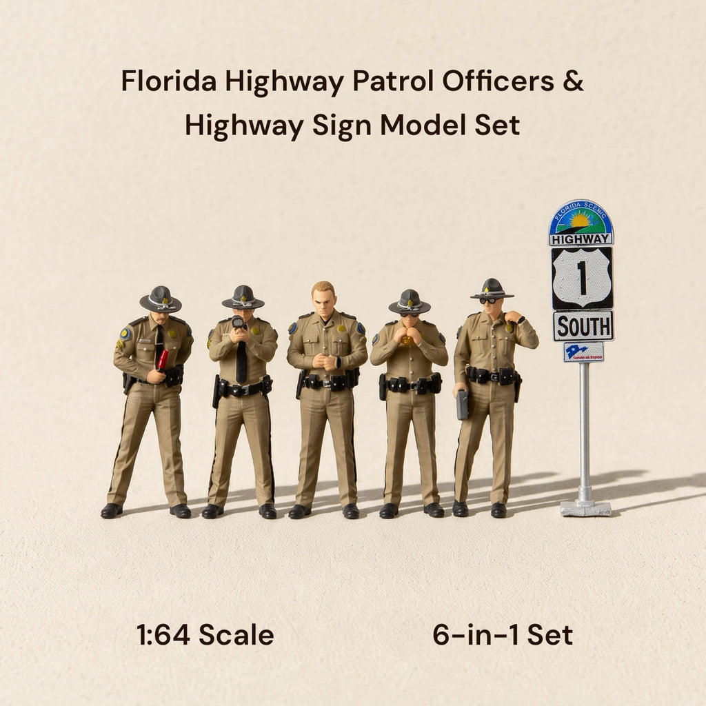 1:64 Florida Highway Patrol Officers & Highway Sign Model Set