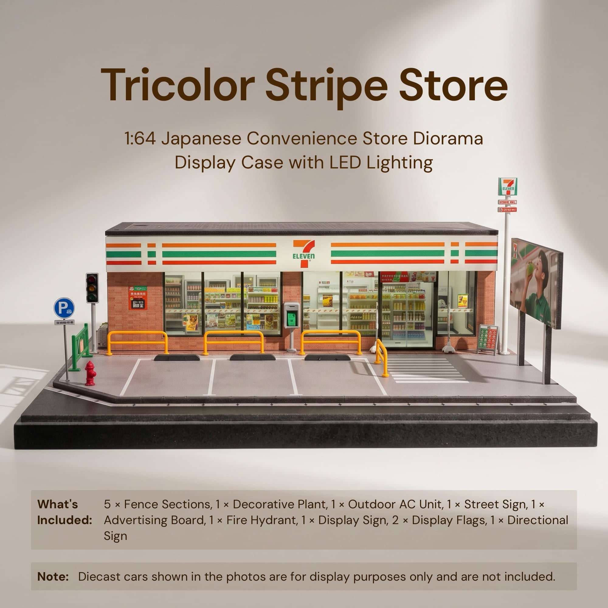 7-Eleven Convenience Store – 1:64 LED Diorama for Diecast Collectors