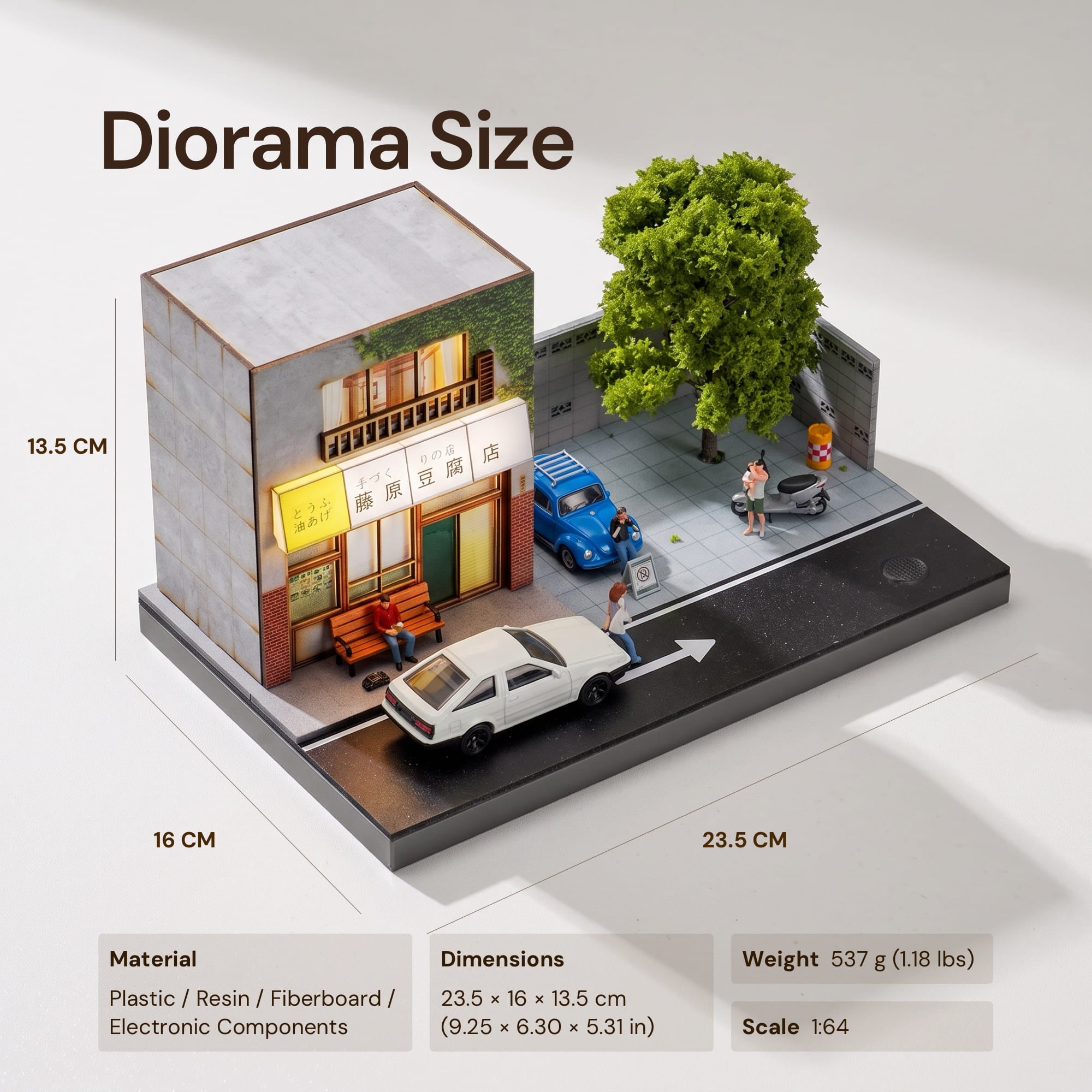 Initial D Fujiwara Tofu Shop – 1:64 LED Diorama for Diecast Collectors