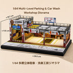 1:64 Multi-Level Car Wash Workshop Diorama with LED Lighting